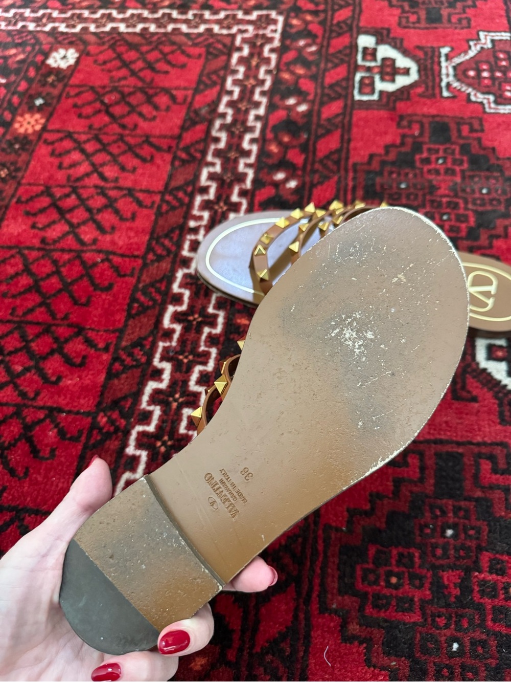 Valentino Rockstud Flat Sandals 38 - Picture 5 of 6